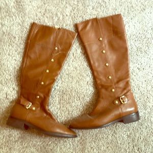 Michael Kors Leather Boots with gold accent